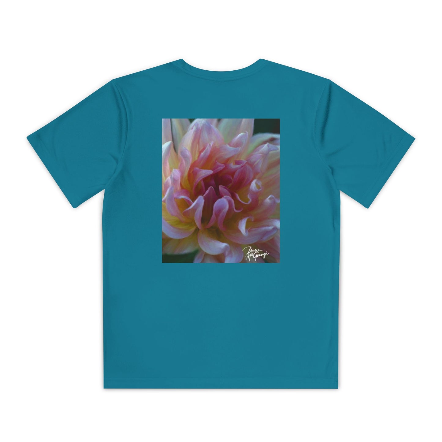 Youth Nature Tee – Veil of Cream and Blush Dahlia Design, Perfect Gift for Kids, Stylish Summer Top, Birthday Shirt, Fun Sportswear