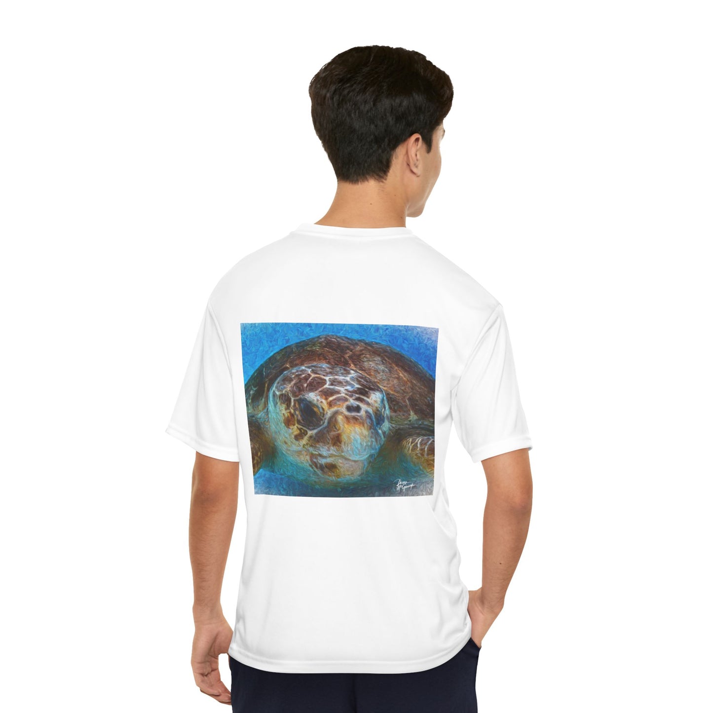 Performance T-Shirt — Loggerhead Sea Turtle | Doreen McGunagle Fine Art Ocean Wildlife Tee