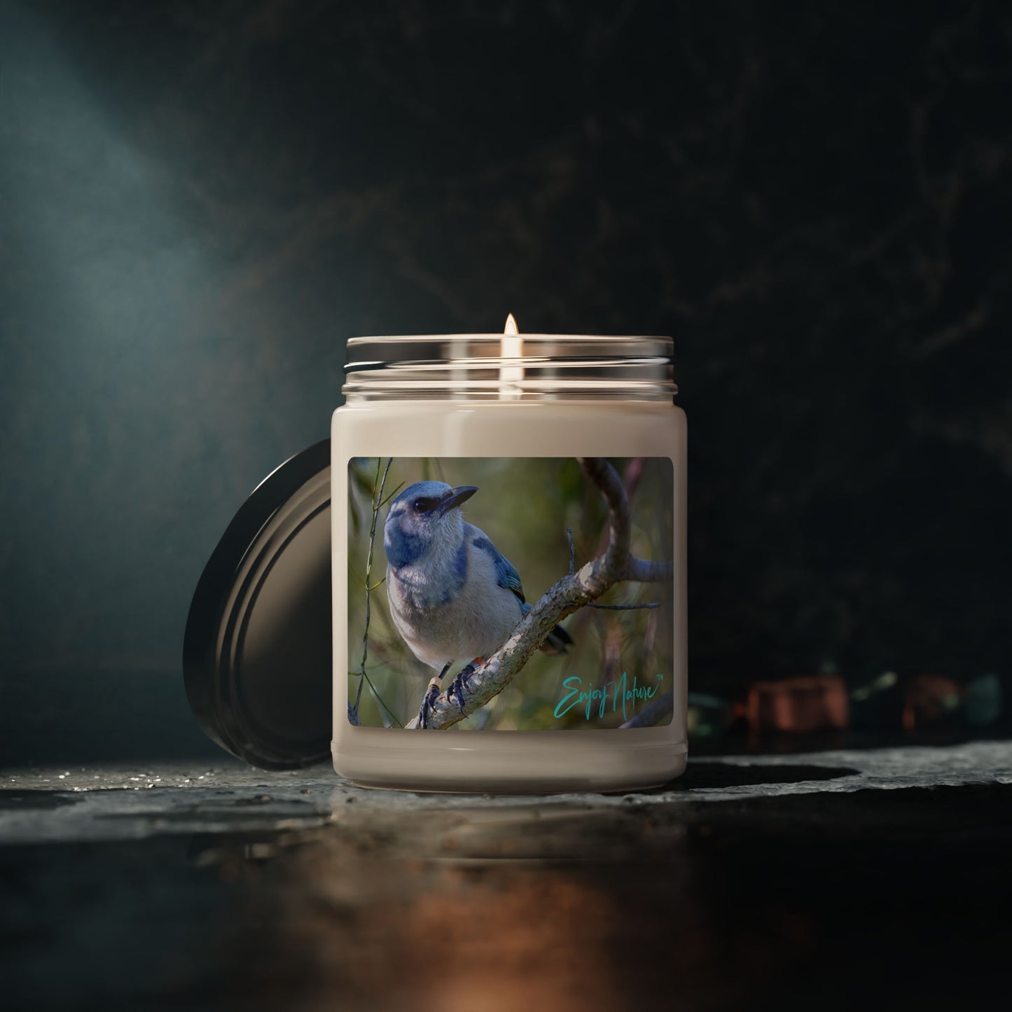 Scrub Jay Scented Soy Candle – Eco-Friendly Aromatherapy in Reusable Glass Jar | Enjoy Nature Collection