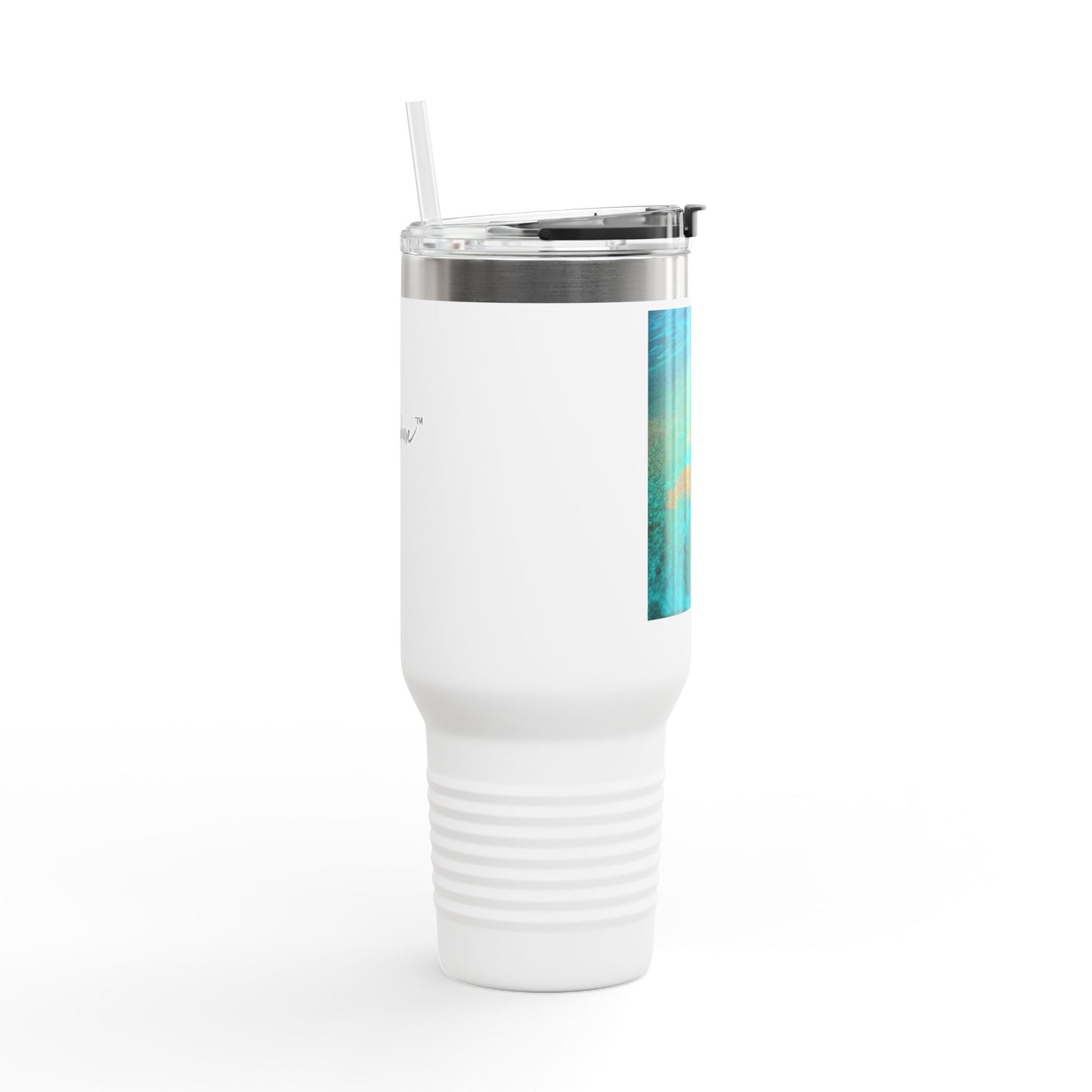 40 oz Insulated Travel Mug – Turquoise Ocean Reef Enjoy Nature | Spirited Design Studio