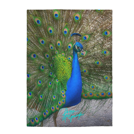 Plush Velveteen Blanket, Peacock Bird 15 nature inspired
